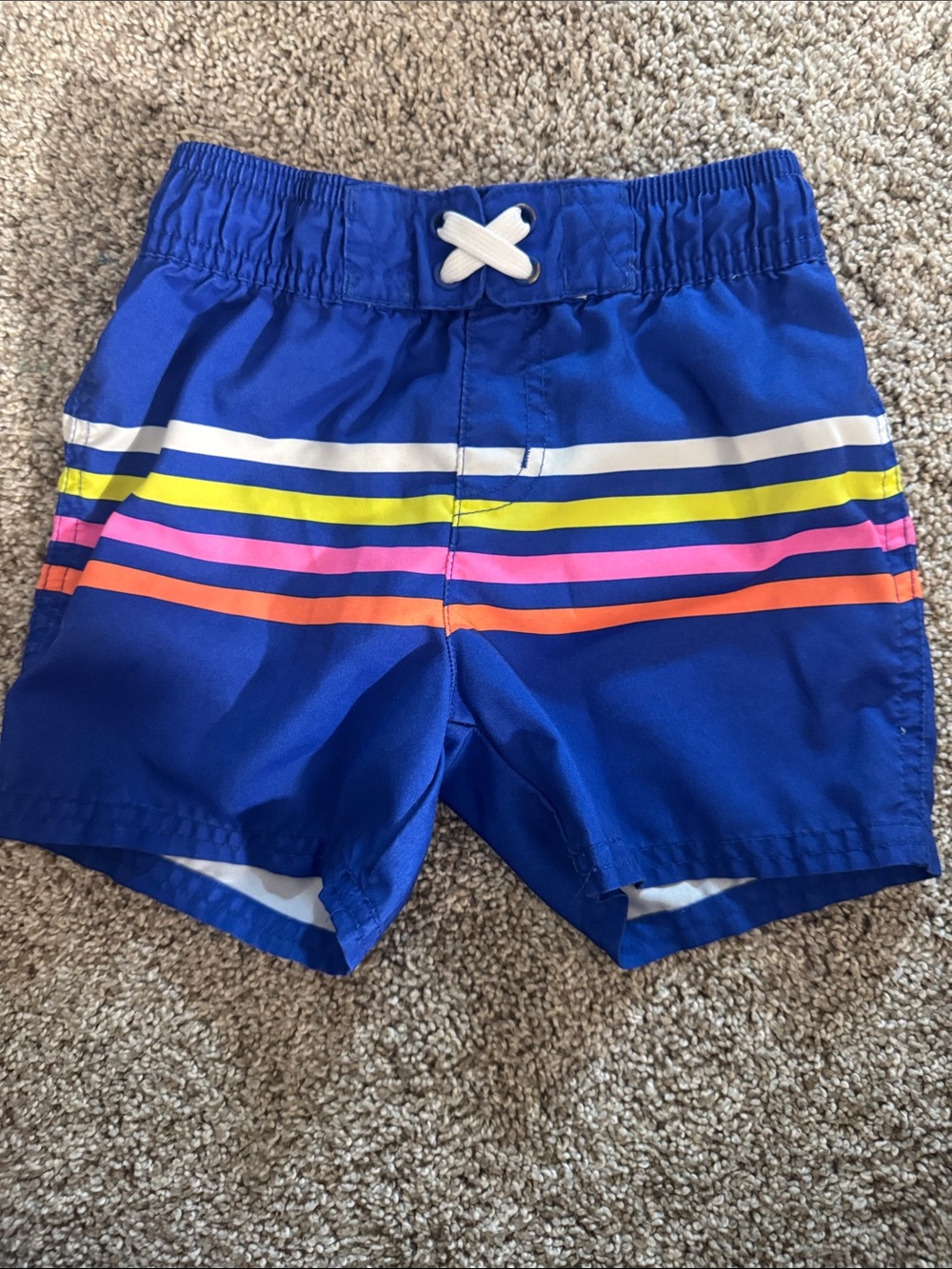 Cat & Jack Royal Blue Swim Shorts with Multicolor Stripes